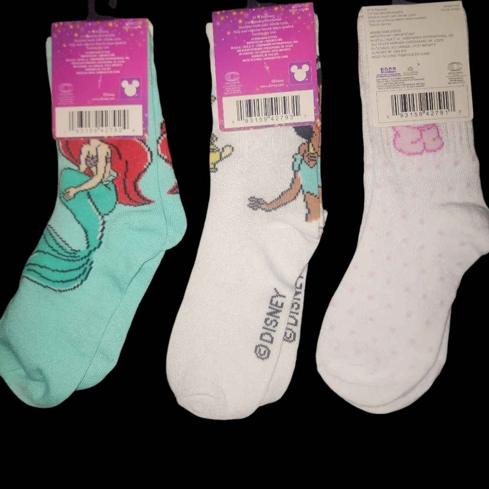 Disney Princess and Care Bears Socks Set Kids Size 10-4